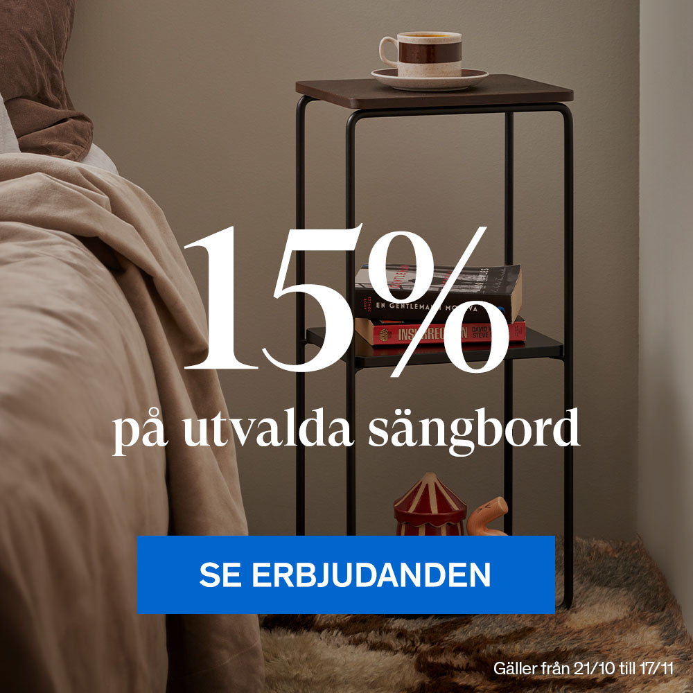 15% på utvalda sängbord.